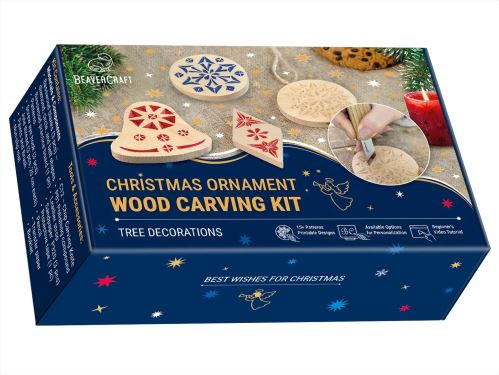 BeaverCraft hobby sada Christmas Ornament Wood Carving Kit